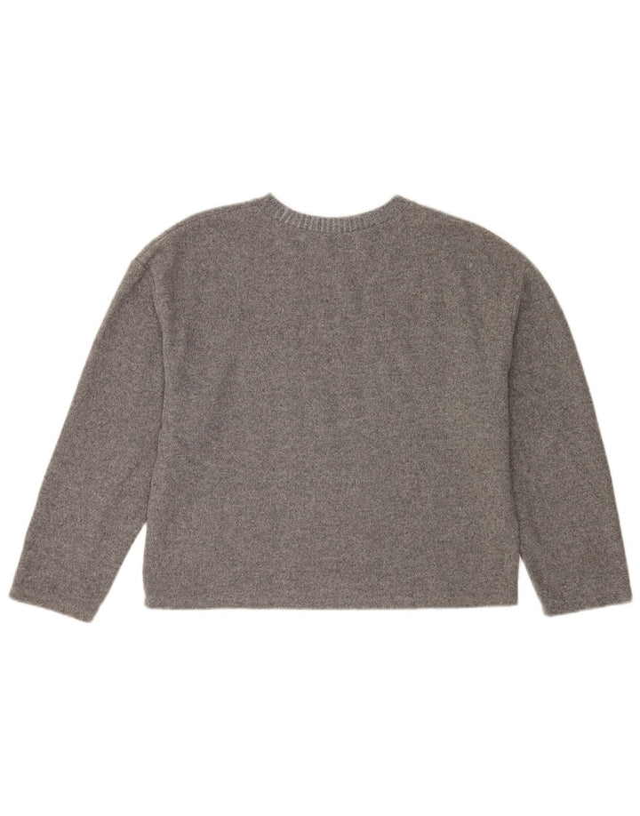 Zara Damen-Pullover mit Rundhalsausschnitt, UK 14, mittelgrau gefleckte Baumwolle