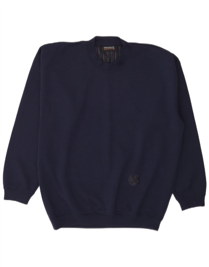 Vintage Herren Rundhalspullover Pullover EU 52 Groß Marineblau Polyacryl