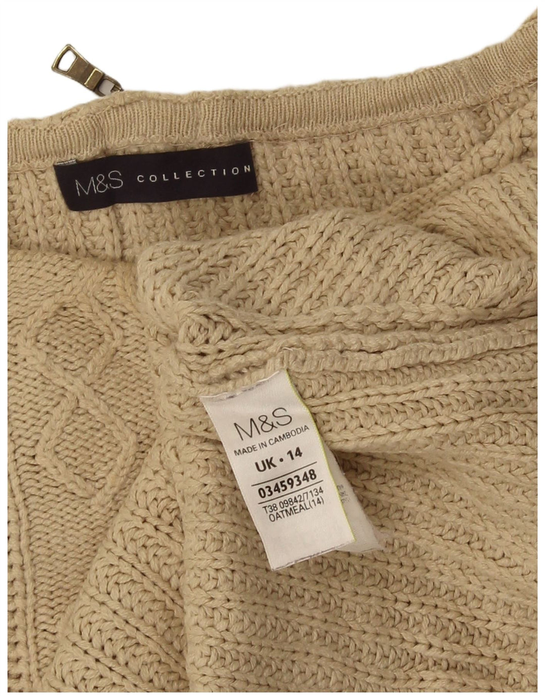 Marks & Spencer Damen-Pullover, übergroß, U-Boot-Ausschnitt, Gr. 14, Beige