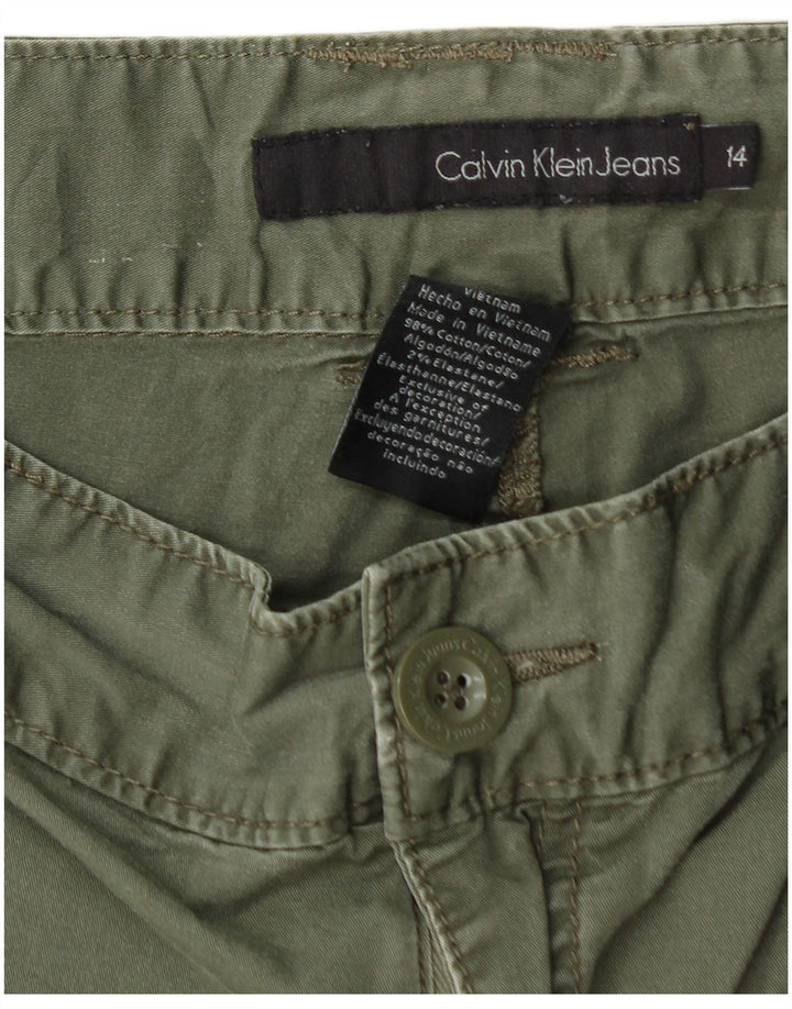 CALVIN KLEIN Damen Freizeitshorts US 14 XL W34 Khaki Baumwolle