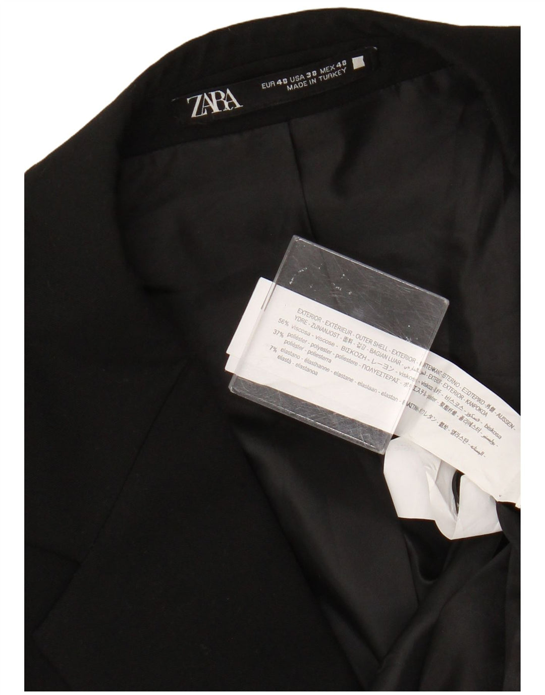 Zara Herren-Blazer mit 2 Knöpfen, EU 48, mittelschwarze Viskose