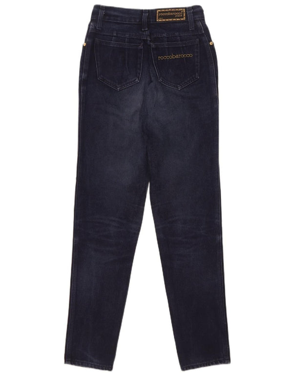 Roccobarocco Damen Skinny Jeans W27 L30 Marineblaue Baumwolle