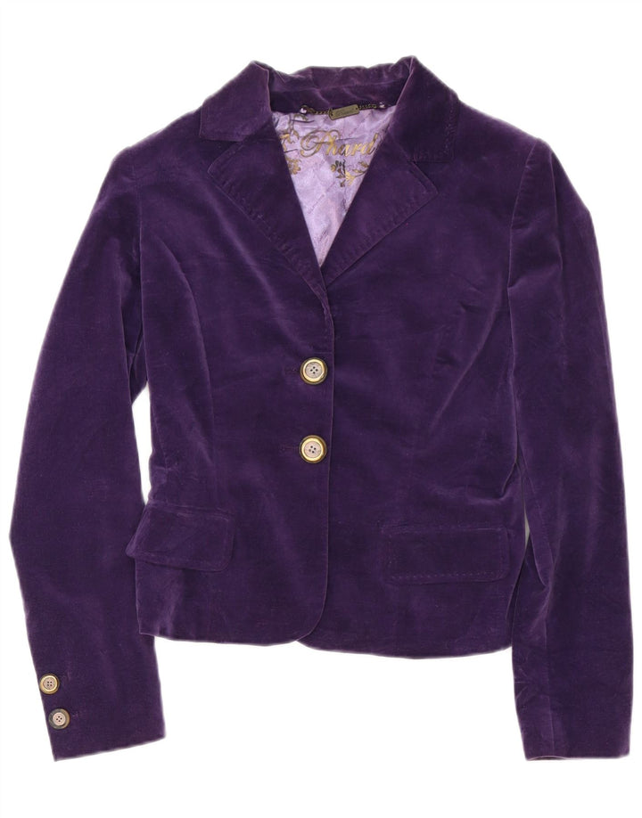 Phard Damen-Blazer aus Samt mit 2 Knöpfen, Gr. 10, Größe S, Lila, Baumwolle