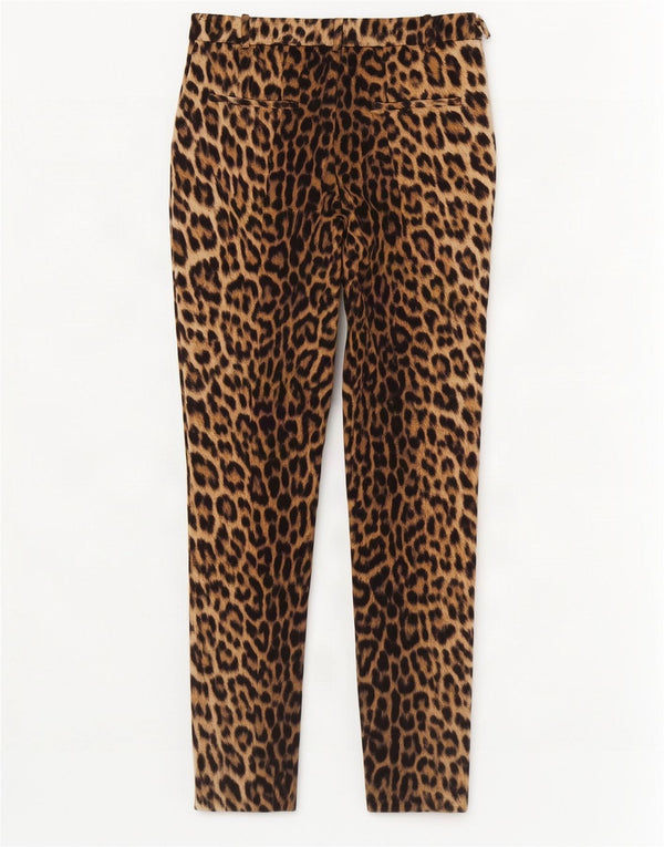 Zara Womens Slim Casual Trousers Medium W28 L27 Brown Animal Print Cotton