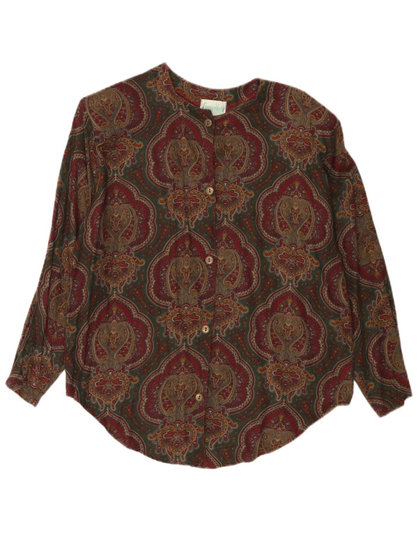 Vintage Damen Hemdbluse UK 14 Medium Mehrfarbig Paisley Viskose