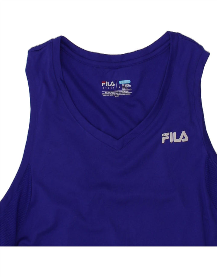 FILA Womens Vest Top UK 14 Large Blue Vintage Fila and Second-Hand Fila from Messina Hembry 