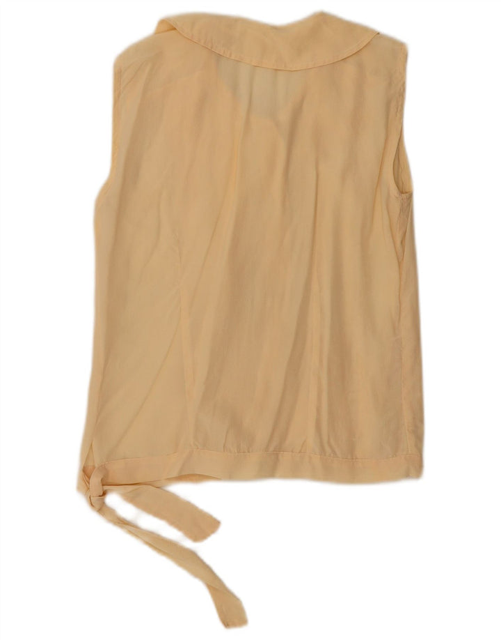 Vintage Damen Ärmelloses Blusentop UK 10 Klein Gelb