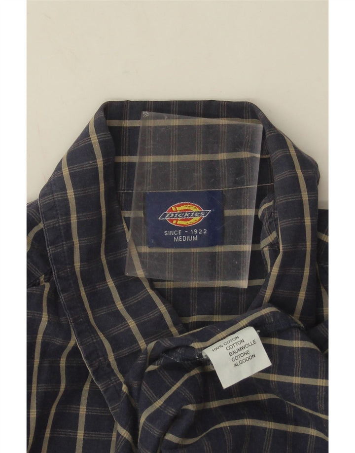 Dickies Herren-Kurzarmhemd aus mittelblauer Baumwolle mit Karomuster in Marineblau