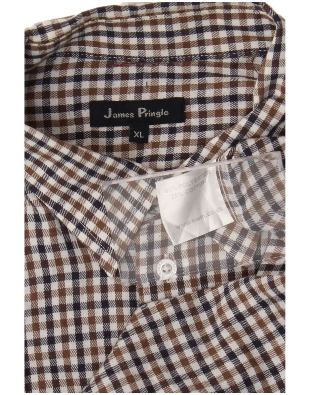 James Pringle Herrenhemd XL, braun kariert, Polyester