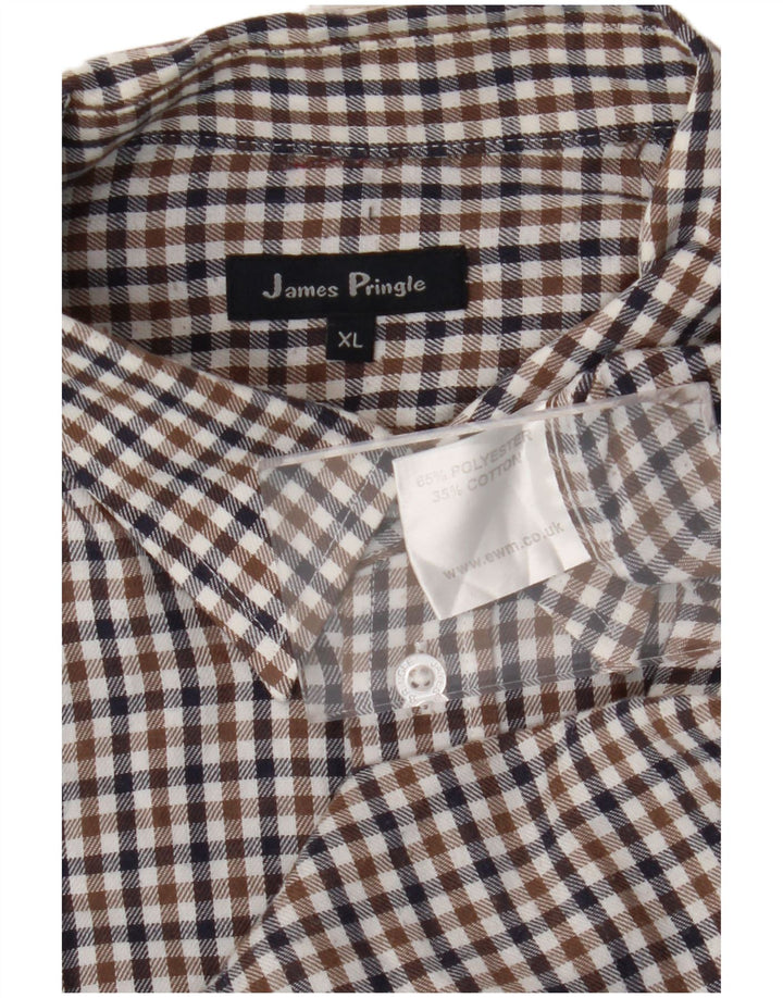 James Pringle Herrenhemd XL, braun kariert, Polyester