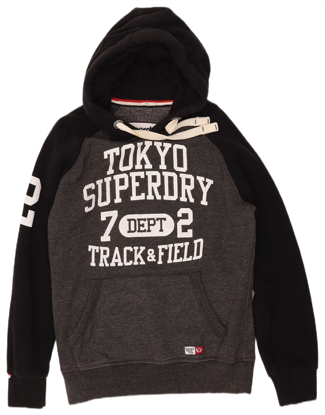 SUPERDRY Herren Leichtathletik-Kapuzenpullover mit Grafik, Größe L, Grau, Farbblock