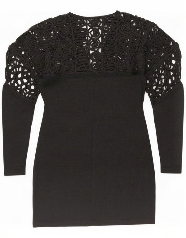 Ernestina Cerini Womens Crochet Cardigan Sweater UK 10 Small Black