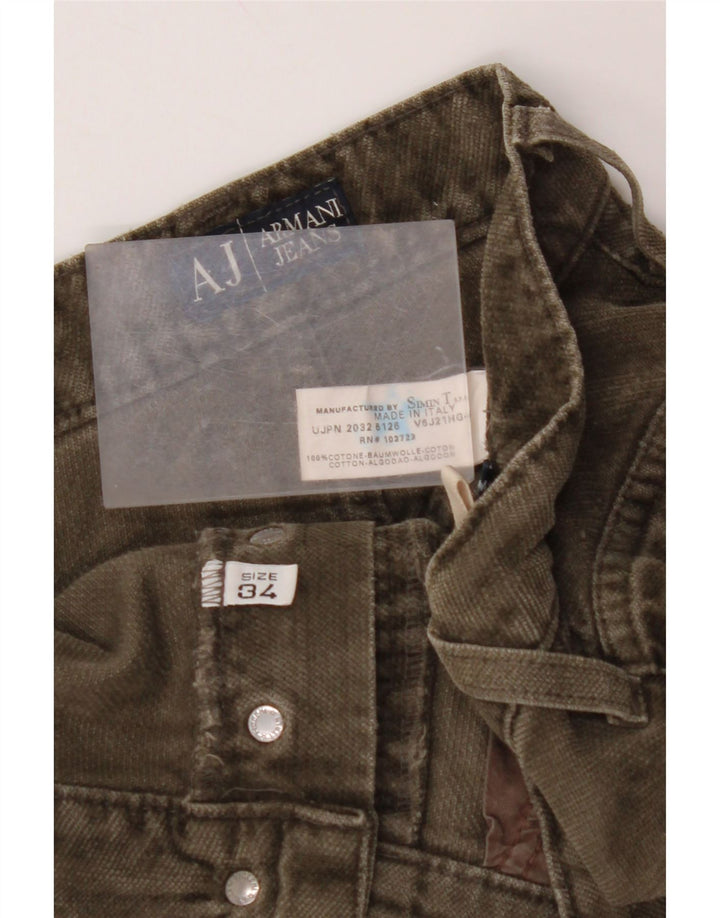 ARMANI Herren gerade Freizeithose W34 L29 Khaki Baumwolle