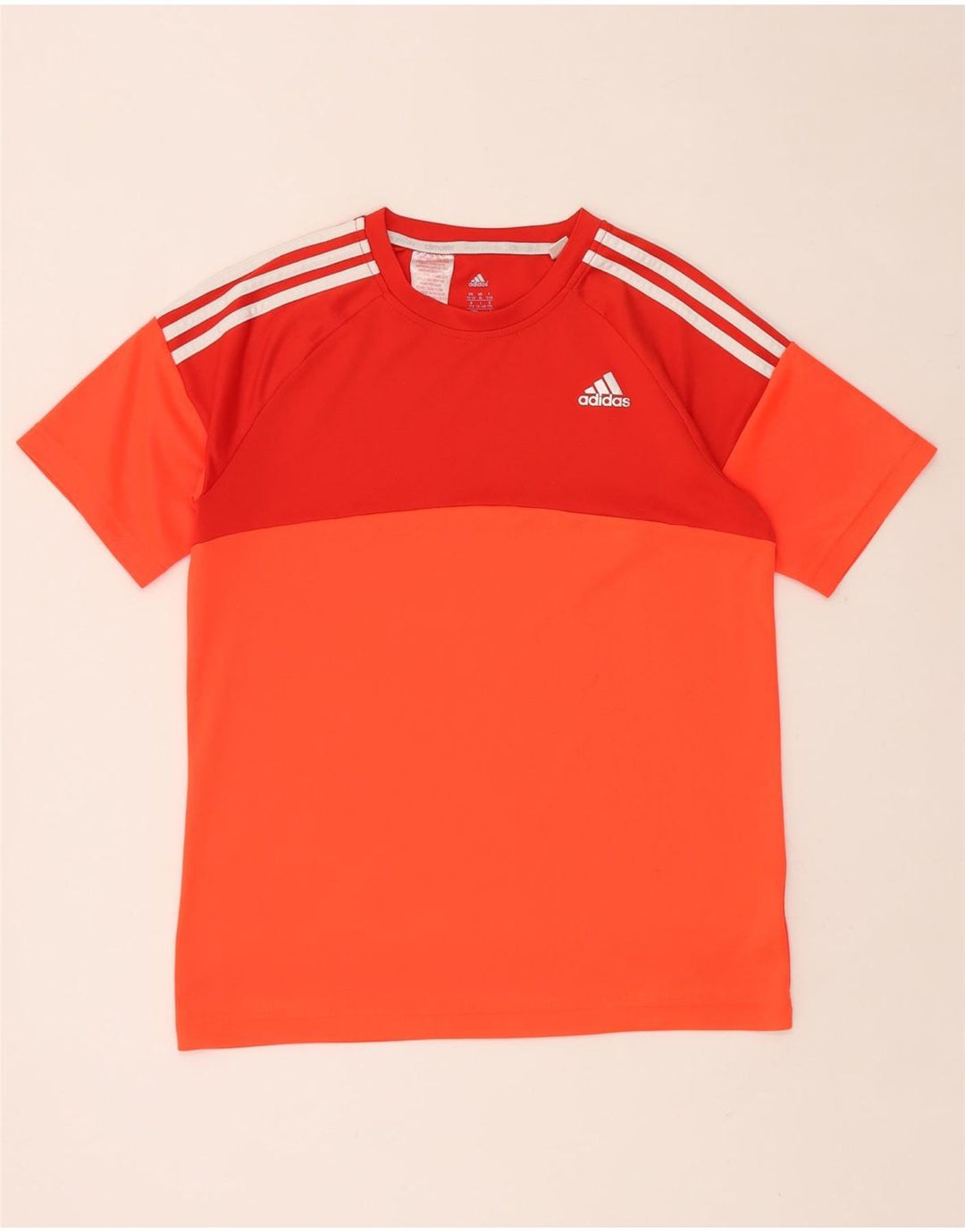 ADIDAS Climalite T-Shirt für Jungen, 15–16 Jahre, orangefarbenes Colourblock-Polyester