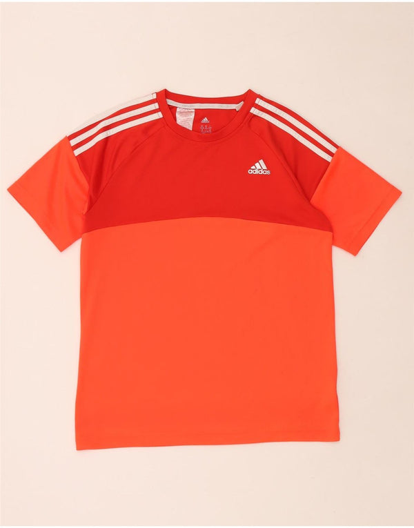 ADIDAS Climalite T-Shirt für Jungen, 15–16 Jahre, orangefarbenes Colourblock-Polyester