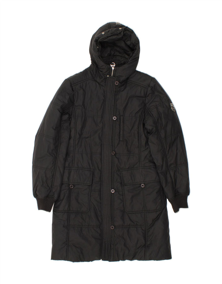 CHAMPION Womens Hooded Padded Coat UK 12 Medium Black Polyester Vintage Champion and Second-Hand Champion from Messina Hembry 