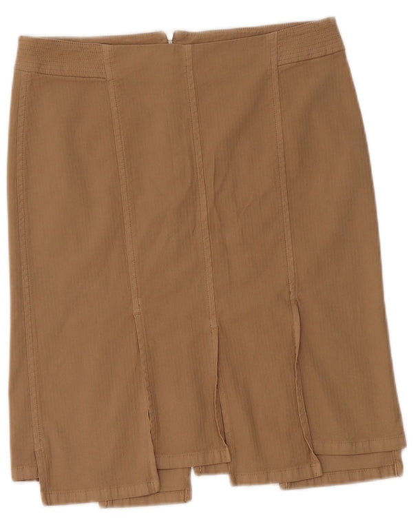 TRUSSARDI Gerader Damenrock IT 42 Medium W28 Beige Baumwolle