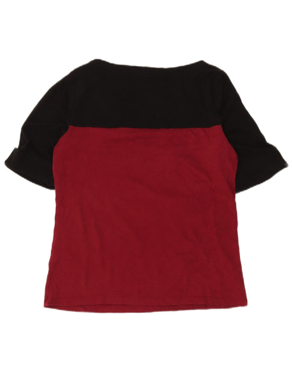 Ralph Lauren Damen T-Shirt Top UK 18 XL Burgund Colourblock Baumwolle