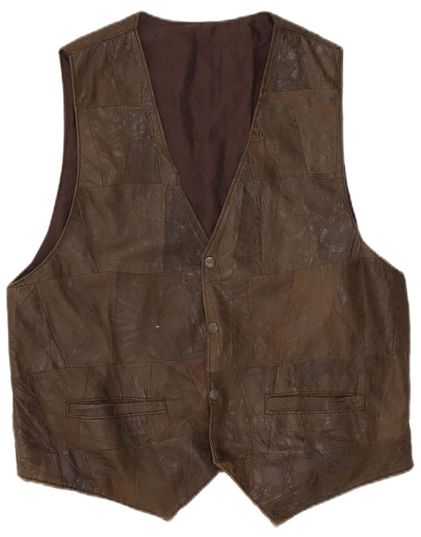Vintage Herren Lederweste Mittelbraun