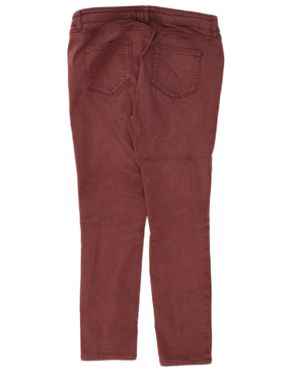 Fat Face Womens Slim Casual Trousers UK 14 Large W32 L26 Burgundy Cotton