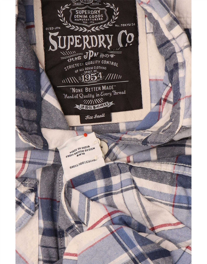Superdry Herren-Flanellhemd, klein, blau, kariert, Baumwolle