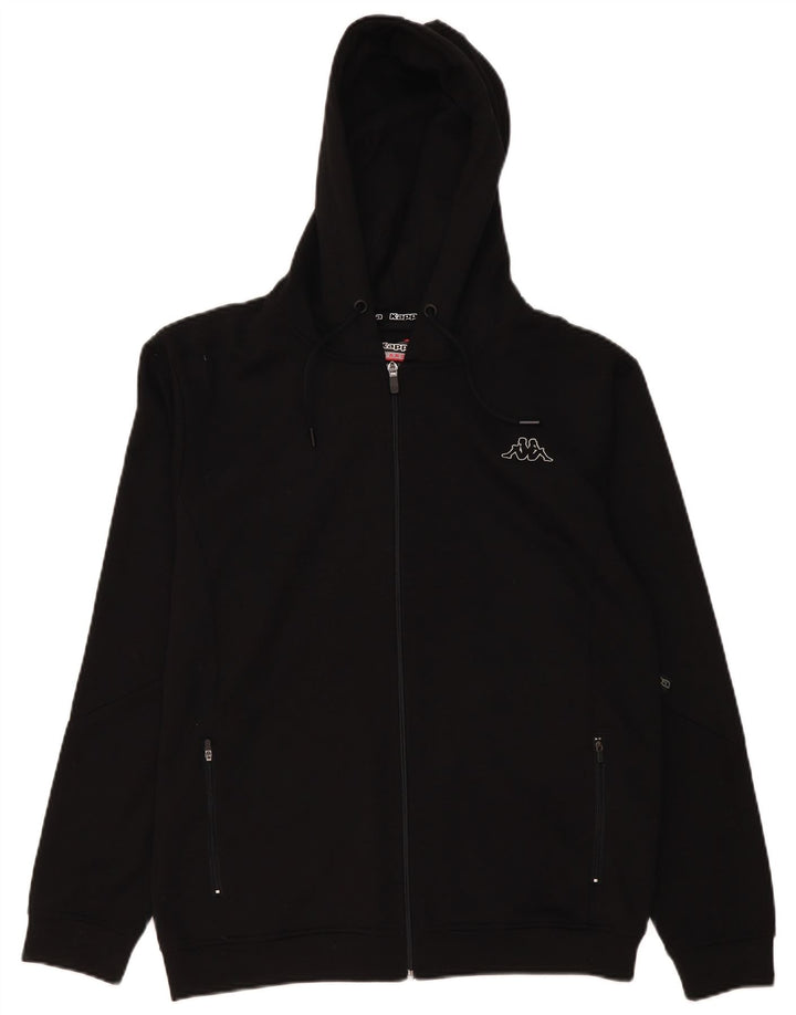 Kappa Herren-Kapuzenpullover mit grafischem Reißverschluss, groß, aus schwarzem Polyester