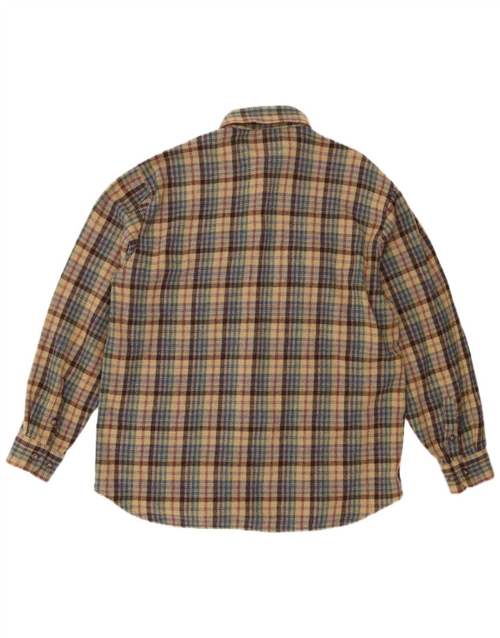 Bailo Herren-Overshirt-Hemd, große beige karierte Wolle