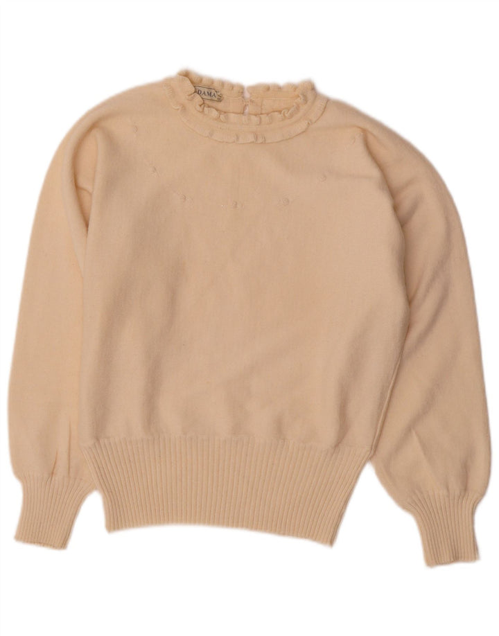 Dama Damen-Pullover mit U-Boot-Ausschnitt, IT 46, Größe L, Off-White-Angora