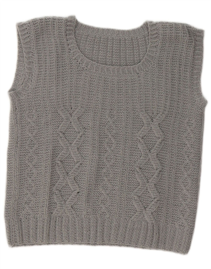Vintage Damen Weste Tank Top UK 14 Mittelgrau