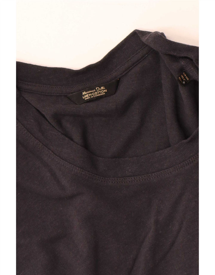 Massimo Dutti Herren T-Shirt Top 2XL Grau Leinen
