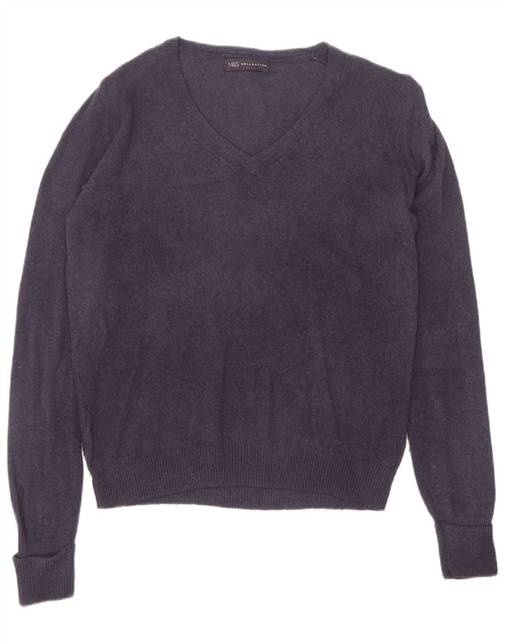 Marks & Spencer Damen-Pullover mit V-Ausschnitt, Gr. 10, Marineblau