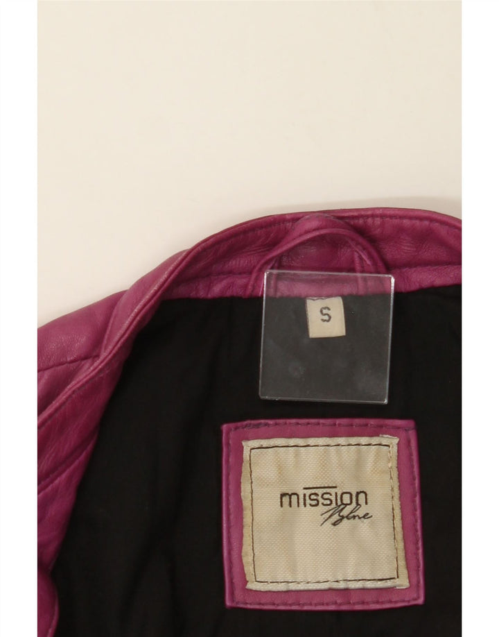 MISSION Womens Crop Leather Jacket UK 10 Small Pink Vintage Mission and Second-Hand Mission from Messina Hembry 