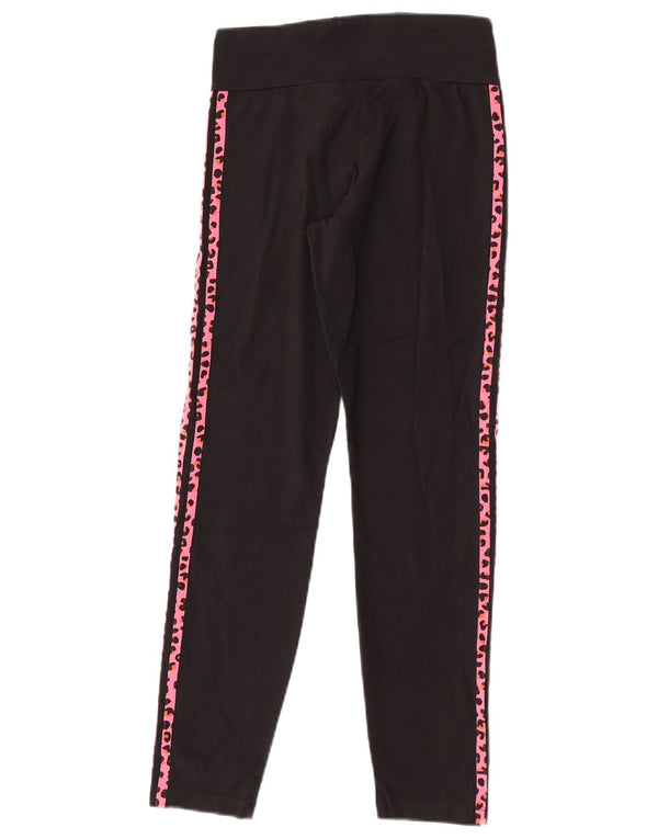 Adidas Leggings für Mädchen, 12–13 Jahre, schwarze Baumwolle mit Animal-Print