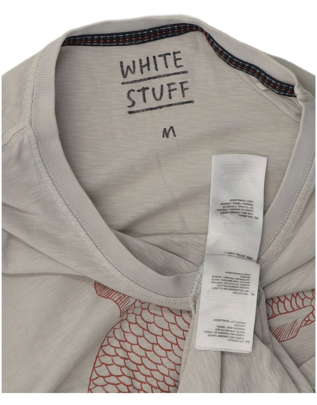 White Stuff Herren-T-Shirt mit Grafik, mittelgraue Baumwolle