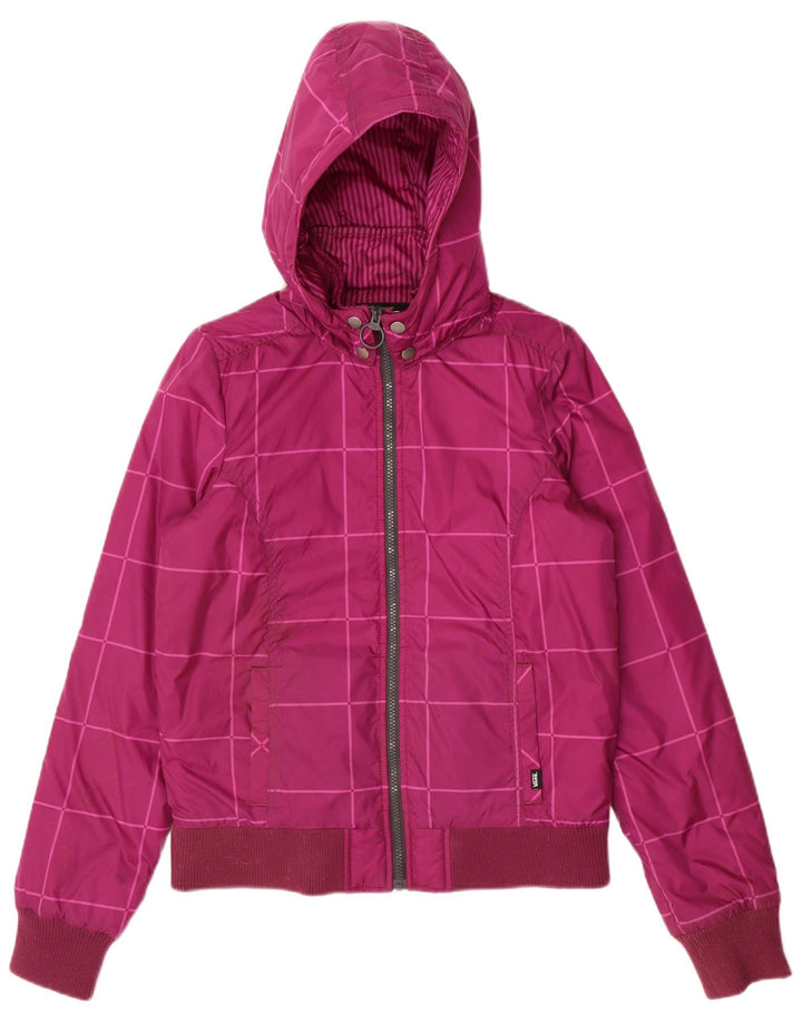 Vans Damen-Bomberjacke mit Kapuze, UK 14, mittelviolettes Karo-Nylon