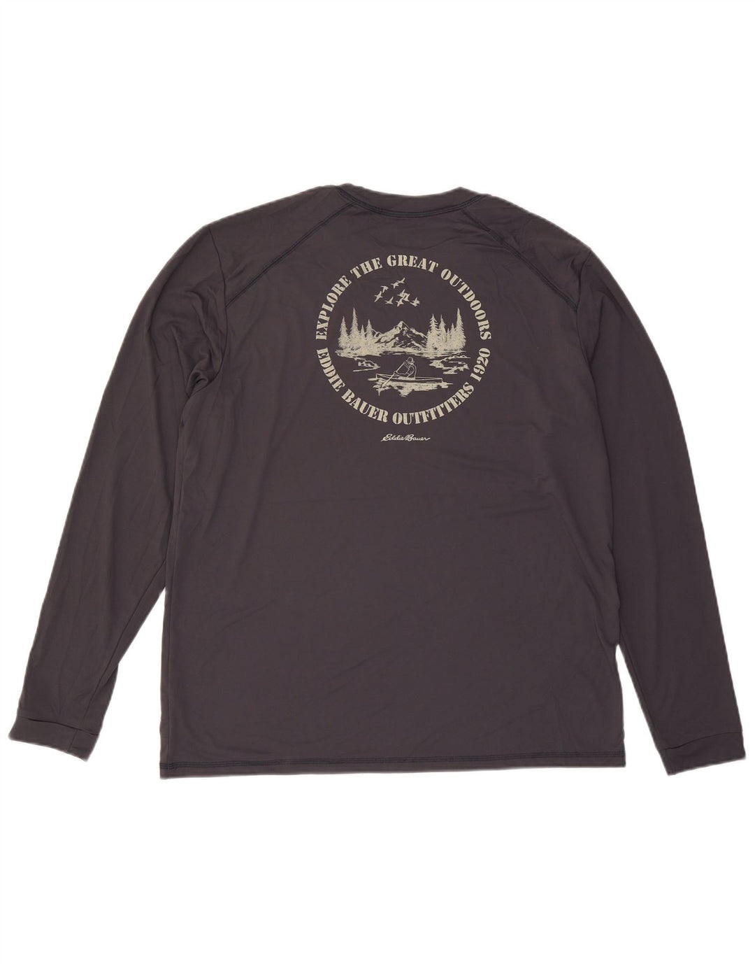 EDDIE BAUER Herren Grafik-Top Langarm XL Grau Polyester