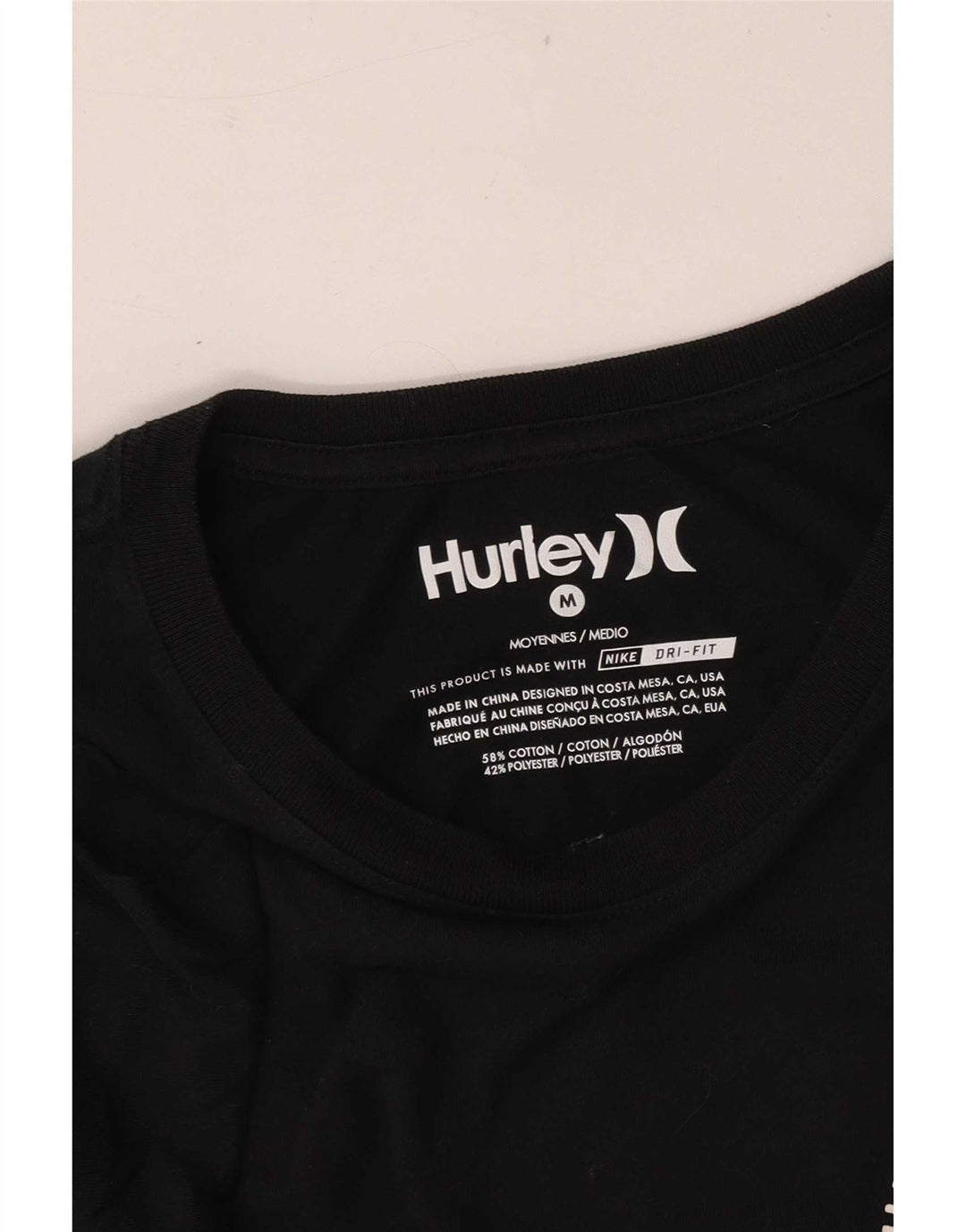 Hurley Herren Grafik-T-Shirt-Oberteil aus mittelschwarzer Baumwolle