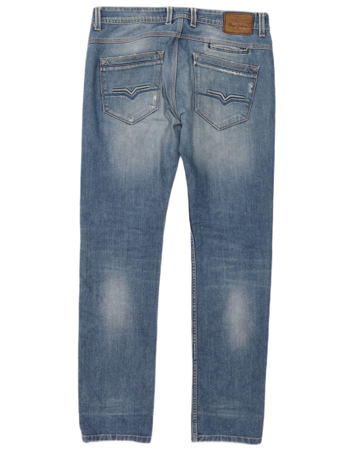 PEPE Jeans Damen Distressed Slim Jeans W34 L34 Blaue Baumwolle