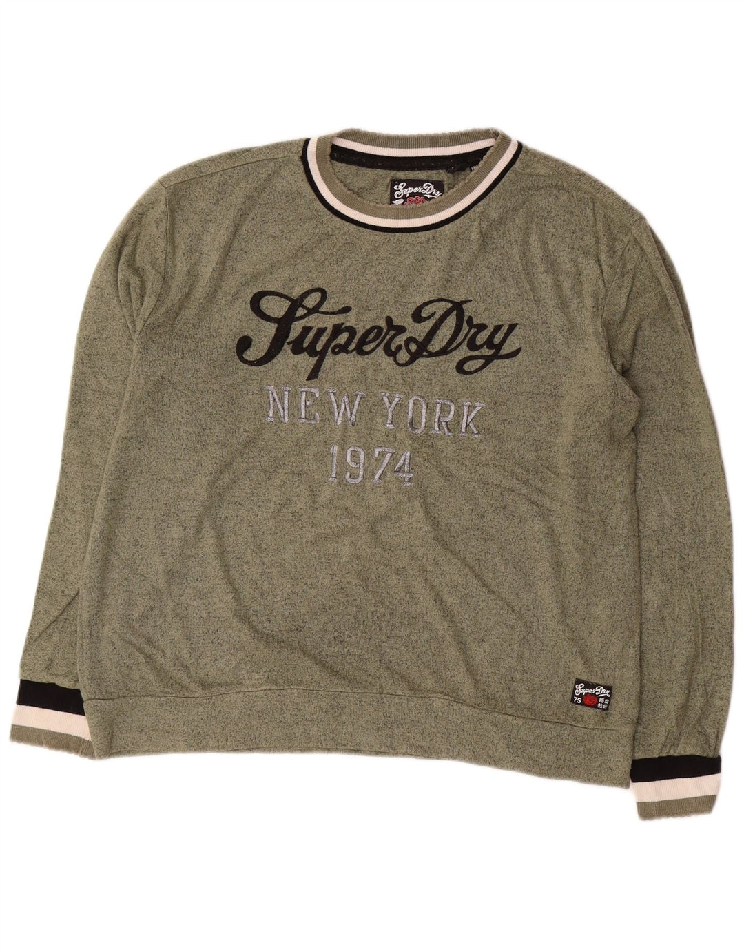 SUPERDRY Crop Graphic Damen-Sweatshirtpullover, Gr. 14, Größe L, grün meliert