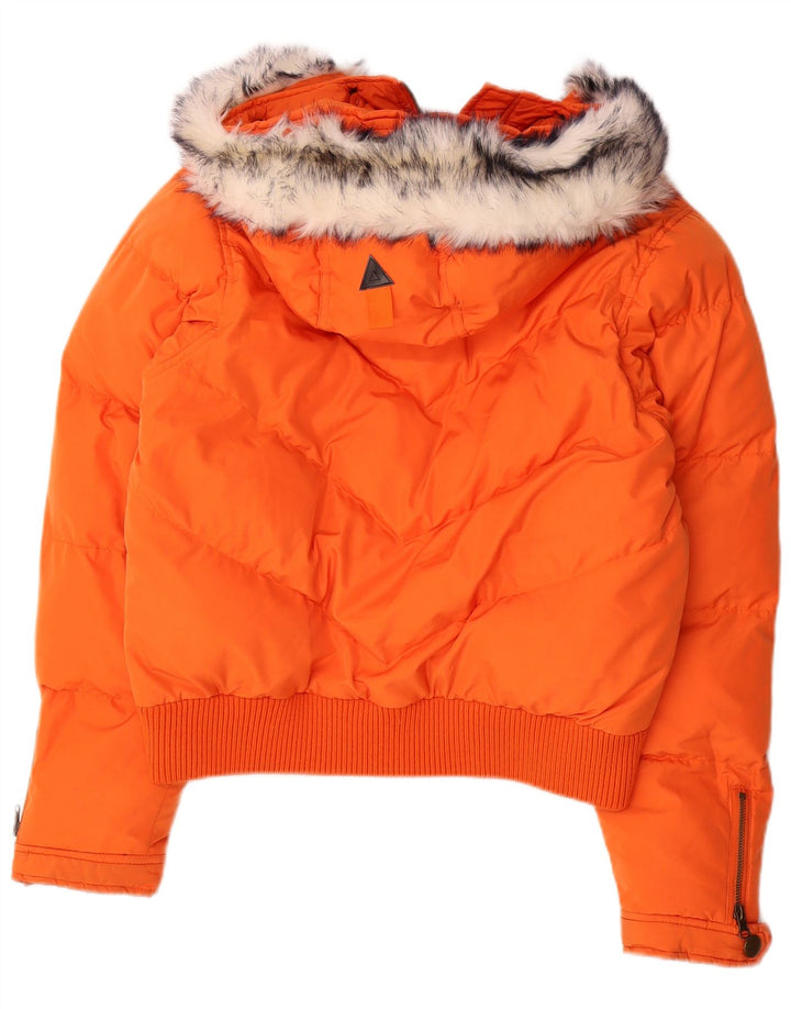 Brugi Wattierte Damenjacke mit Kapuze, UK 14, Größe L, Orange, Polyester