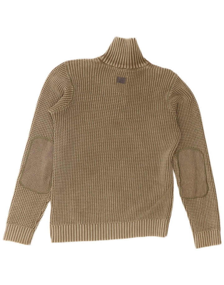 G-Star Herren-Pullover mit Knopfkragen, groß, Khaki, Baumwolle