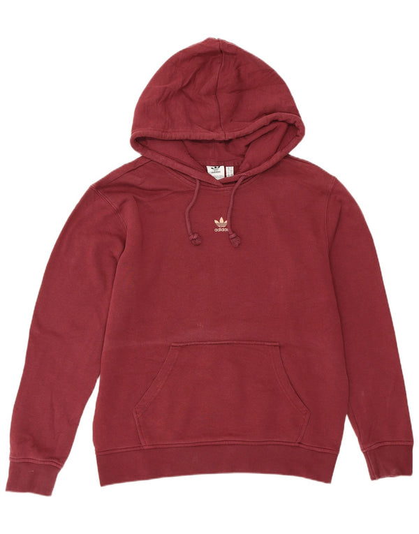 Adidas Damen Graphic Loose Fit Hoodie Pullover UK 10 Small Burgund Baumwolle