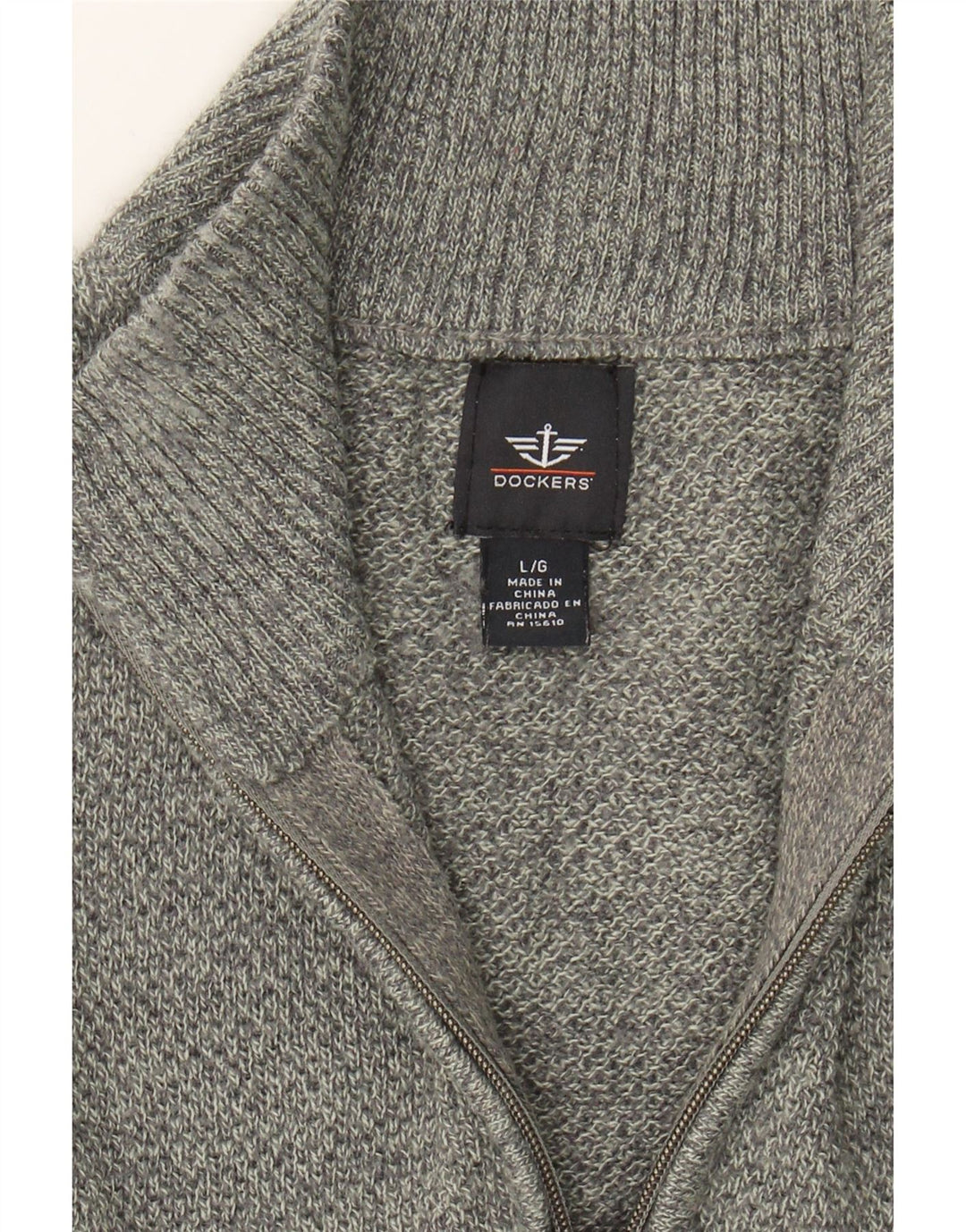 DOCKERS Mens Zip Neck Jumper Sweater Large Grey Colourblock Acrylic Vintage Dockers and Second-Hand Dockers from Messina Hembry 