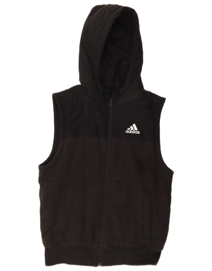 Adidas Herren ärmelloser Kapuzenpullover mit Reißverschluss, mittelschwarz, Baumwolle