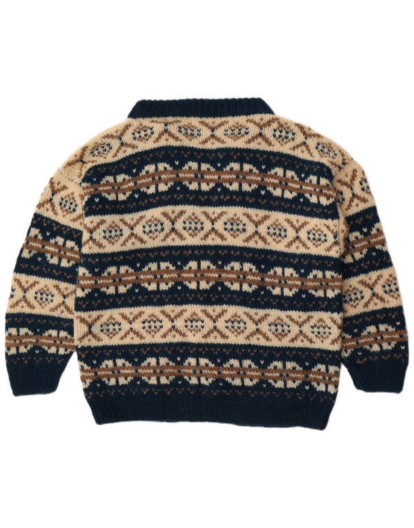 Vintage Damen Cardigan Pullover UK 18 XL Marineblau Fair Isle