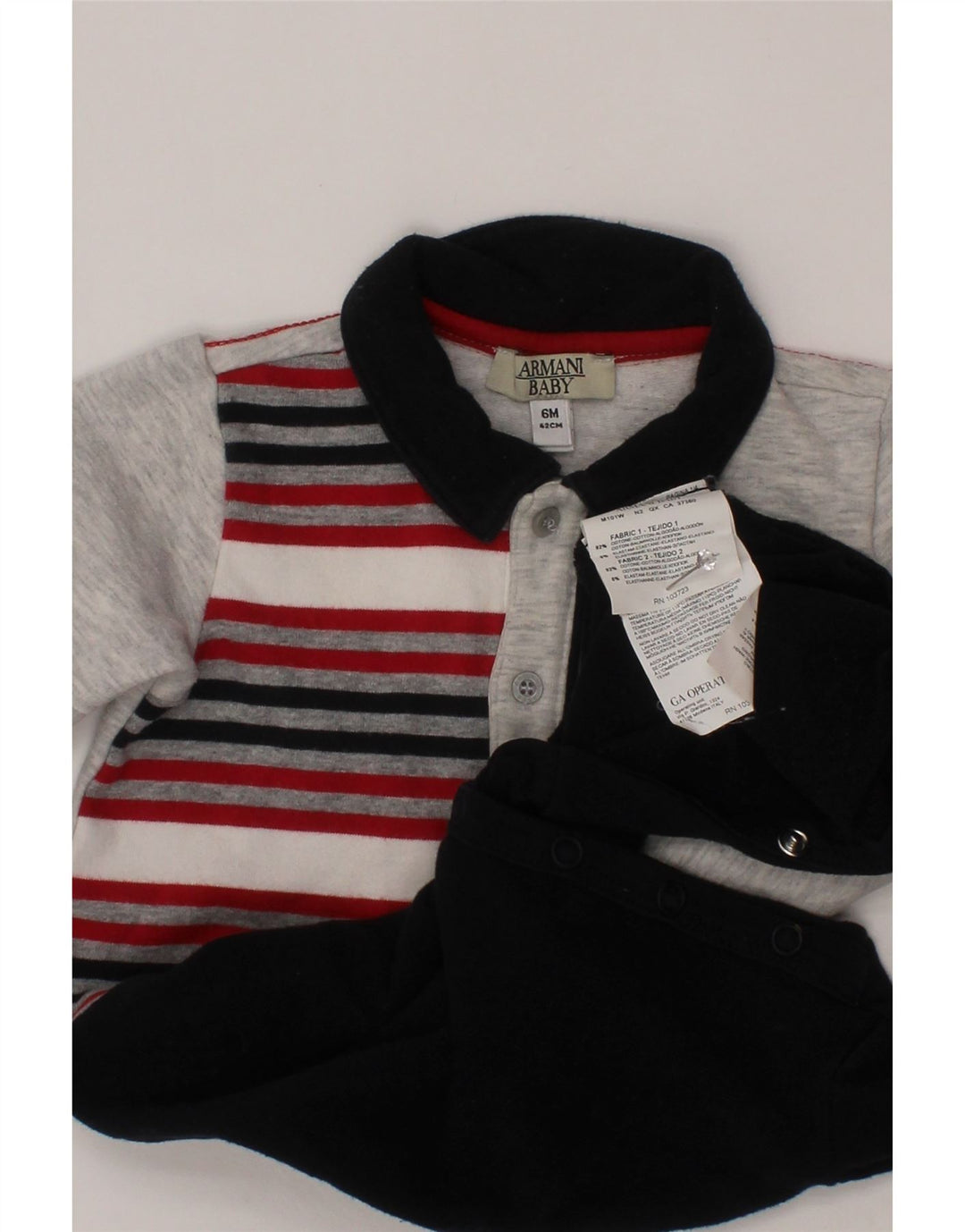 ARMANI BABY Baby-Jungen-Overall mit langen Ärmeln, 3–6 Monate, schwarzer Farbblock