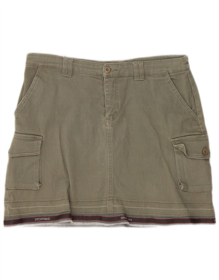 Vintage Damen Mini Cargo Rock IT 44 Medium W30 Khaki Gestreifte Baumwolle