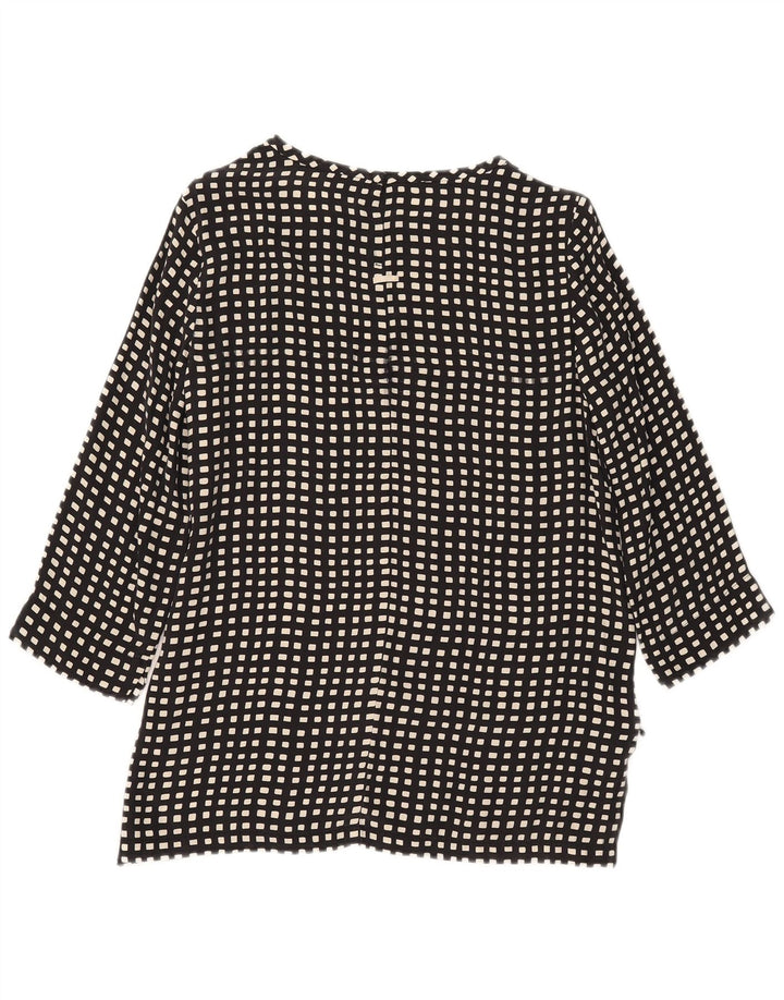 Max Mara Damen-Blusenoberteil mit 3/4-Ärmeln, Größe S, Schwarz, geometrisch, Seide