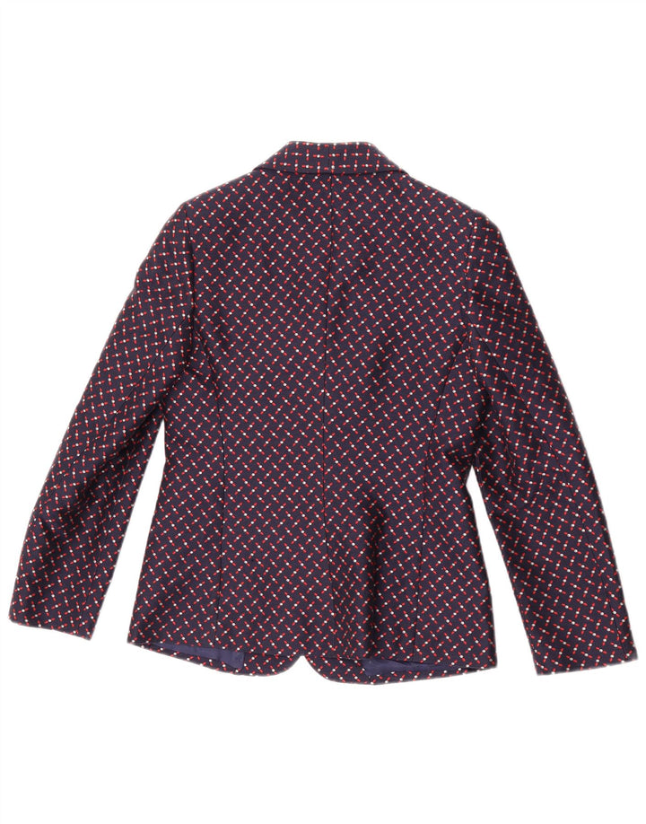Giole Damen-Blazerjacke mit 3 Knöpfen, Größe S, Marineblau, geometrisch