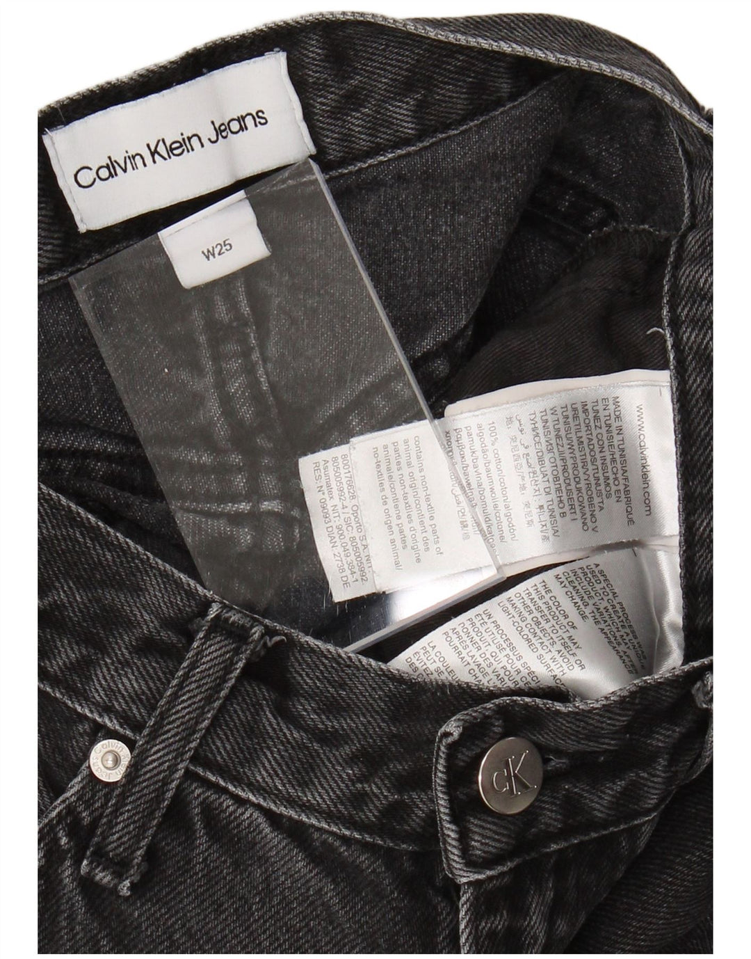 CALVIN KLEIN Damen Slim Jeans W25 L27 Schwarze Baumwolle
